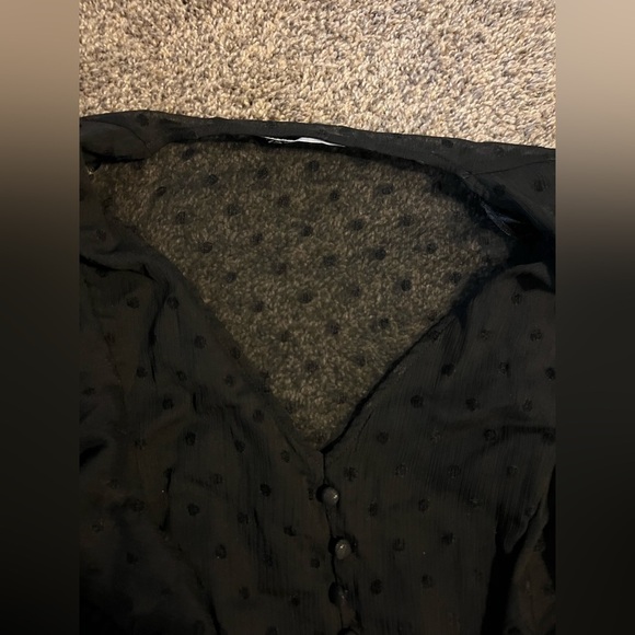 Zara Sheer Dotted Long Sleeve Blouse Size extra small - Picture 9 of 9